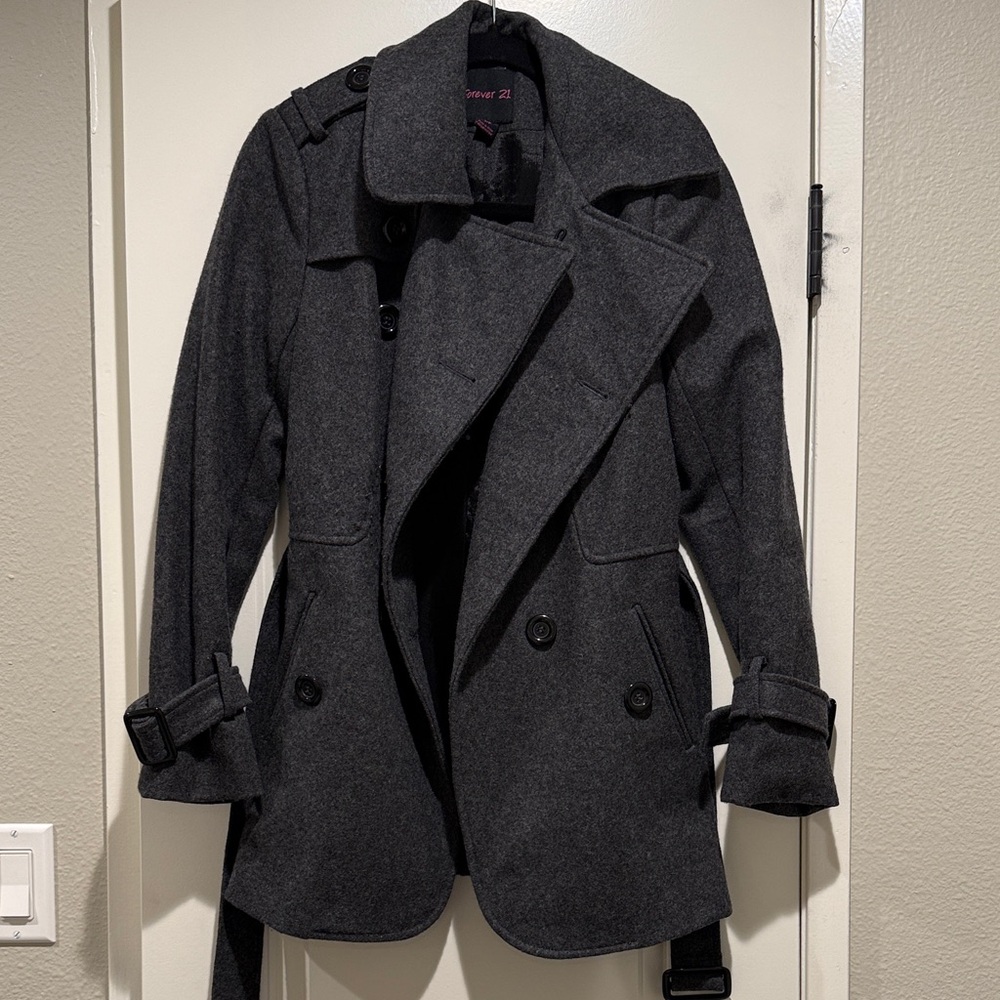 Forever 21 Charcoal Trench Coat
